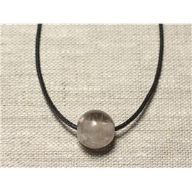 Semi Precious Stone Pendant Necklace - Smoky Quartz Ball 14mm 