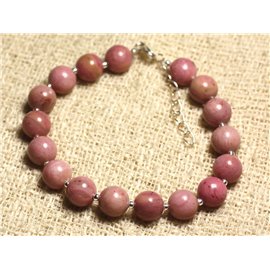 Bracciale Argento 925 e pietra semipreziosa - Rhodonite 8mm