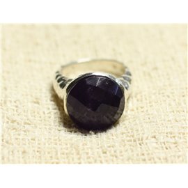 N120 - 925 Ring aus Sterlingsilber und Stein - Facettierter Amethyst Rund 15 mm 