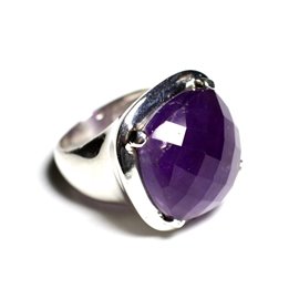 n110 - 925 Silber- und Steinring - Facettiertes Amethystquadrat 18 mm 