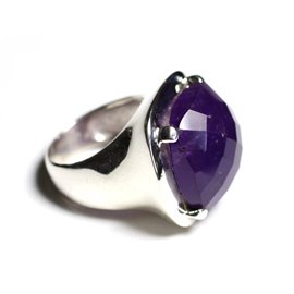 n110 - Bague Argent 925 et Pierre - Améthyste Facettée Carré 18mm  n110 - Bague Argent 925 et Pierre - Améthyste Facettée Carré 18mm