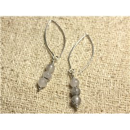 Pendientes Plata 925 Ganchos 40mm - Cuarzo Turmalina Facetada 6mm 