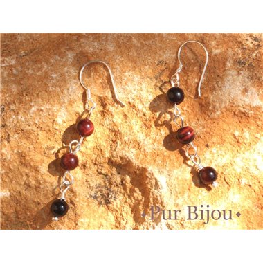 Boucles d'Oreilles Argent 925 et Oeil de Taureau 4mm