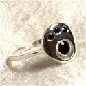 N226 - Bague Argent 925 et Pierre - Onyx noir Facetté Ronds 2-4mm 