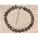 Bracelet Argent 925 et Perles de Pierre Labradorite Rondelles 6mm 