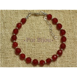 Bracelet Argent 925 et Cornaline Facettée 6mm 