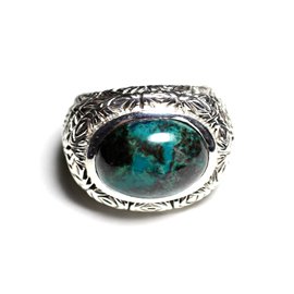 n114 - 925 Silver and Stone Ring - Azurite Oval 16x12mm 