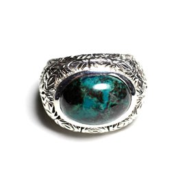 n114 - Anello in argento 925 e pietra - Ovale azzurrite 16x12mm 