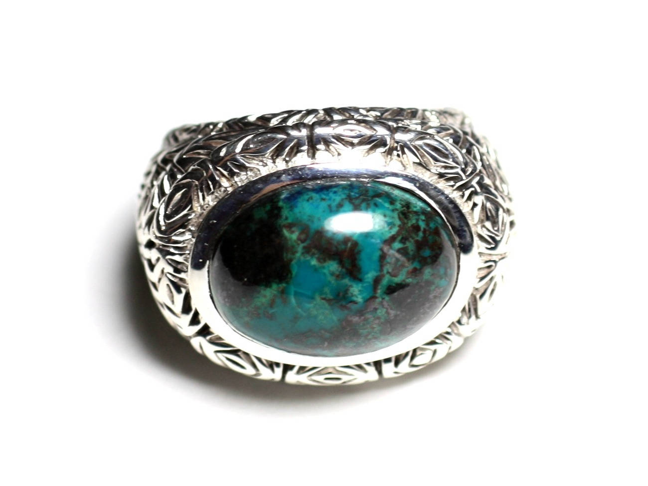 n114 - Bague Argent 925 et Pierre - Azurite Ovale 16x12mm 