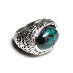 n114 - Bague Argent 925 et Pierre - Azurite Ovale 16x12mm 