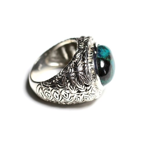 n114 - Bague Argent 925 et Pierre - Azurite Ovale 16x12mm 