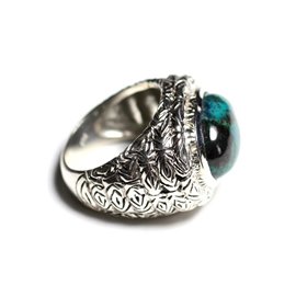 n114 - Bague Argent 925 et Pierre - Azurite Ovale 16x12mm  n114 - Bague Argent 925 et Pierre - Azurite Ovale 16x12mm