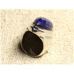 N348 - Bague Argent 925 Lapis Lazuli facetté Marquise 34x14mm 