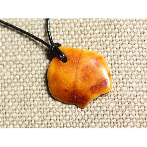 Collier Pendentif en Ambre naturelle 24mm N2 