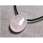 Collier Pendentif Pierre semi précieuse - Quartz Rose Goutte 25mm 