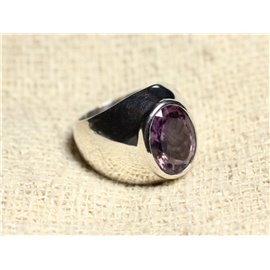 n116 - 925 Sterling Silber und Stein Ring - Facettierter Amethyst Oval 14x10mm 