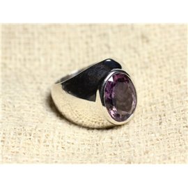 n116 - 925 Sterling Silver and Stone Ring - Faceted Amethyst Oval 14x10mm 
