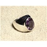 n116 - Bague Argent 925 et Pierre - Améthyste facettée Ovale 14x10mm 