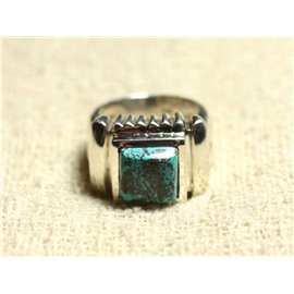 N123 - Ring Silver 925 and Stone - Azurite Square 10mm 