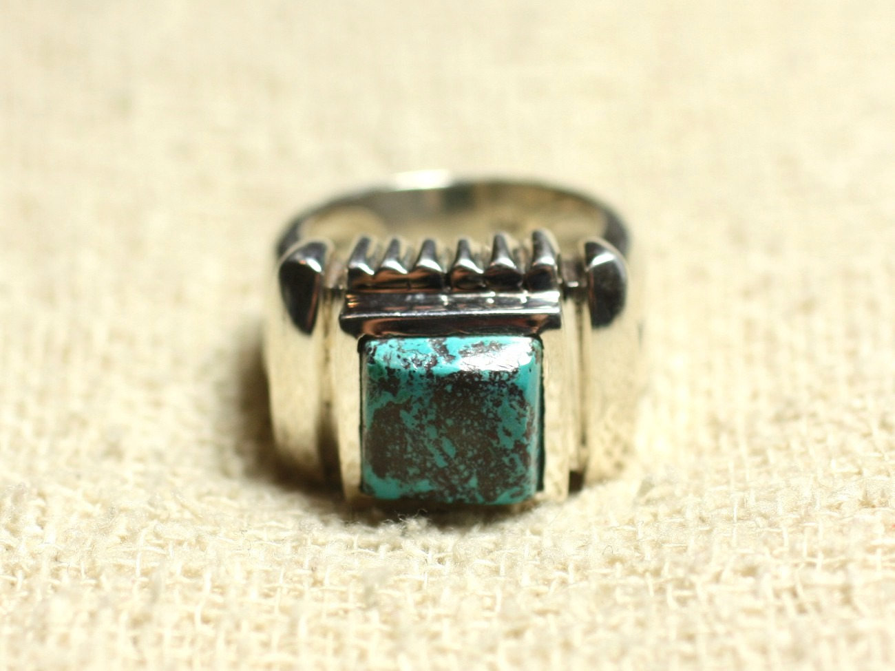 N123 - Bague Argent 925 et Pierre - Azurite Carré 10mm 
