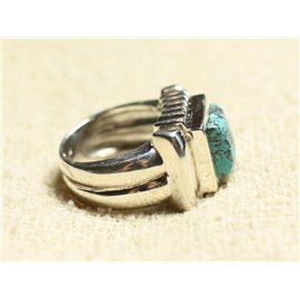 N123 - Bague Argent 925 et Pierre - Azurite Carré 10mm  N123 - Bague Argent 925 et Pierre - Azurite Carré 10mm
