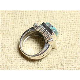 N123 - Bague Argent 925 et Pierre - Azurite Carré 10mm  N123 - Bague Argent 925 et Pierre - Azurite Carré 10mm