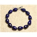 Bracelet Argent 925 et Pierre - Lapis Lazuli Gouttes 12mm 