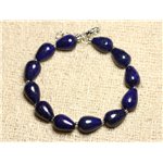 Bracelet Argent 925 et Pierre - Lapis Lazuli Gouttes 12mm 