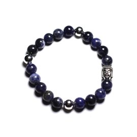 Armband Buddha und Halbedelstein - Sodalith 8mm 