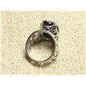 n111 - Bague Argent 925 et Pierre - Améthyste Ovale Facetté 16x12mm 