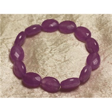 Bracelet Pierre semi précieuse - Jade Violet Rose Ovales Facettés 14x10mm