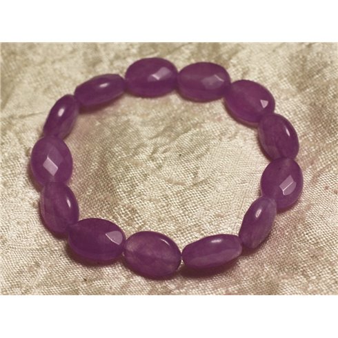 Bracelet Pierre semi précieuse - Jade Violet Rose Ovales Facettés 14x10mm