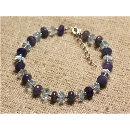 Bracciale in argento sterling e perle di tanzanite sfaccettate con topazio blu 3-7 mm