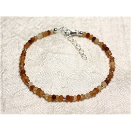 Bracciale in Argento 925 e Pietra - Rondelle sfaccettate Granato Hessonite 3mm 