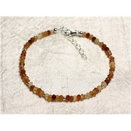Bracelet 925 Silver and Stone - Hessonite Garnet faceted washers 3mm 