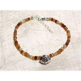 Bracelet Argent 925 et Pierre - Grenat Hessonite rondelles facettées 3mm  Bracelet Argent 925 et Pierre - Grenat Hessonite rondelles facettées 3mm