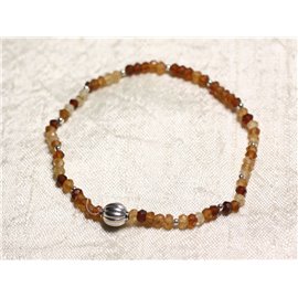 Bracelet Argent 925 et Pierre - Grenat Hessonite rondelles facettées 3mm  Bracelet Argent 925 et Pierre - Grenat Hessonite rondelles facettées 3mm