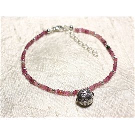 Pulsera Plata 925 y Piedra - Turmalina Rosa arandelas facetadas 3x2mm