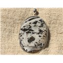 N1 - Pendentif Argent 925 et Pierre - Quartz Dendritique Ovale 64x40mm 