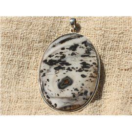 N1 - 925 Silver Pendant and Stone - Oval Dendritic Quartz 64x40mm 