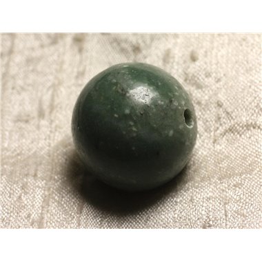 Pendule Métal Argenté Rhodium et Pierre semi précieuse - Jade Verte Boule 30mm 