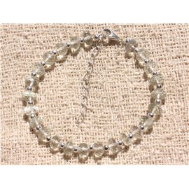 Bracelet 925 Silver and Stone - Phrenite Faceted Washers 7mm 