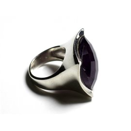 N222 - Bague Argent 925 Améthyste Facettée Carré 20mm 