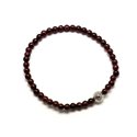 Bracelet Pierre semi précieuse Grenat 4mm et Perle argentée 