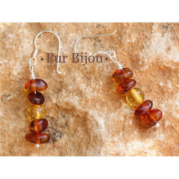 Boucles d'Oreilles Ambre Naturelle Baltique 40mm