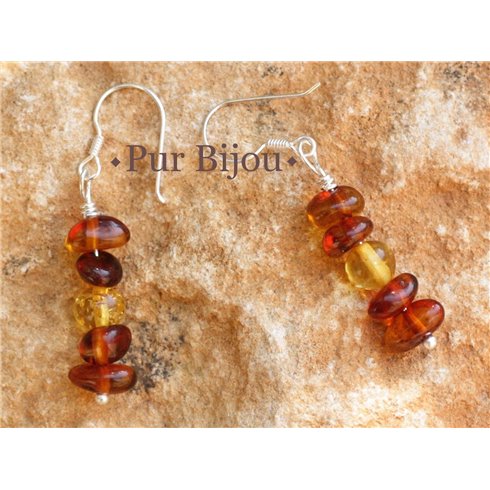 Boucles d'Oreilles Ambre Naturelle Baltique 40mm