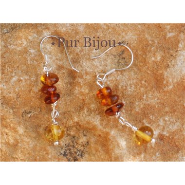 Boucles d'Oreilles Ambre Naturelle Baltique 40mm