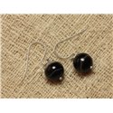 Boucles d'Oreilles Pierre semi précieuse Agate Noire 