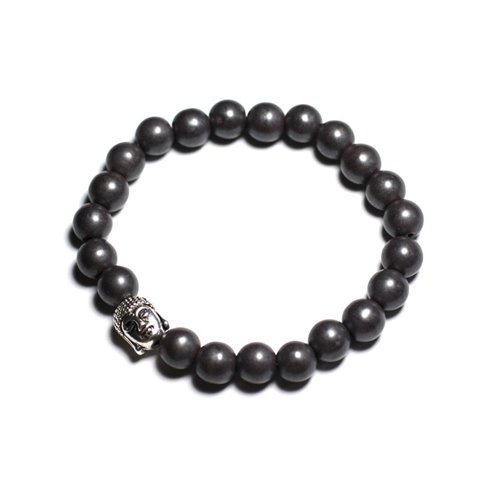 Bracelet Bouddha et Pierre semi précieuse - Hématite mat 