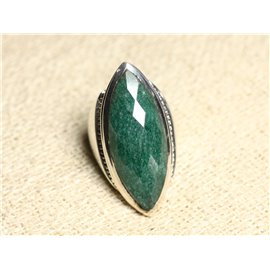 N348 - Bague Argent 925 Aventurine facettée Marquise 34x14mm 